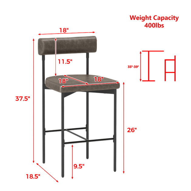 Hivvago 20-inch Counter Height Bar Chair Brown 4