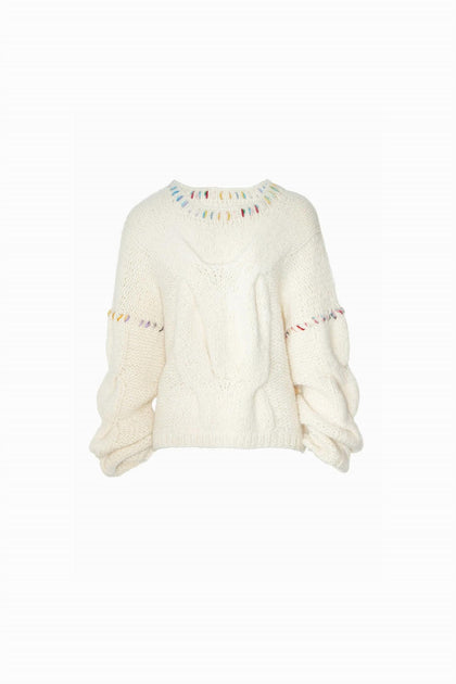 Fringe Candice Sweater Beige Medium 4