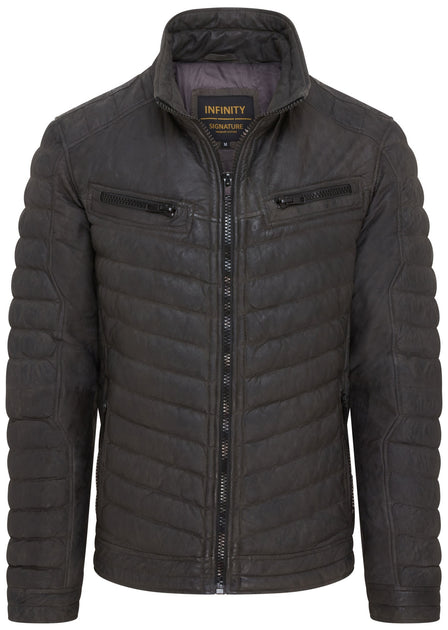 Infinity Signature Quilted Puffer Leather Bomber Jacket Green XXXLarge 2
