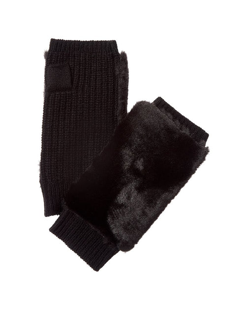 Hannah Rose Open Top Cashmere Mittens Black One Size 3