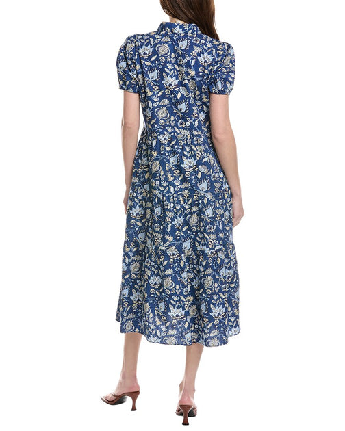 Sail To Sable Button Front Midi Dress Blue Medium 3