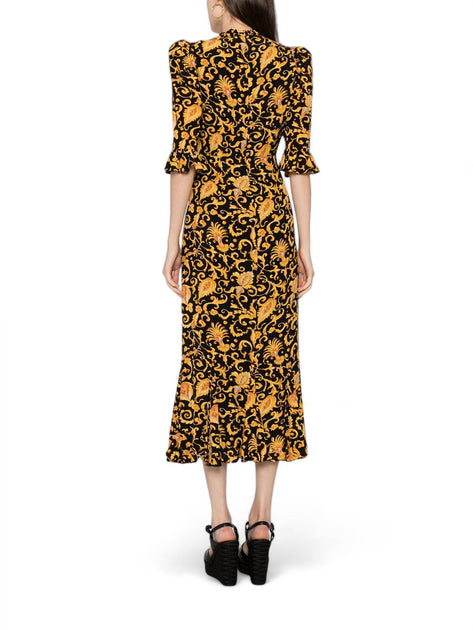 Rhode Felix Midi Dress Black US 2 4