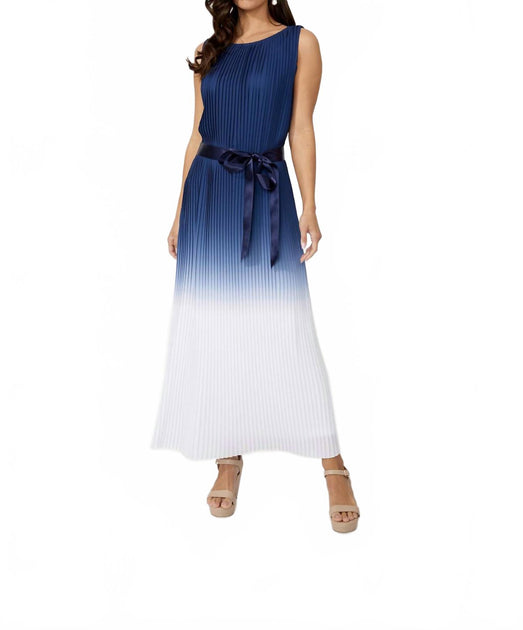 Frank Lyman Ombré Pleated Long Dress Blue US 12 2