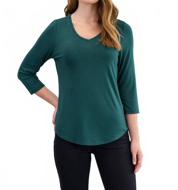 FDJ Top Col V Manches 3/4 Vert Medium 2