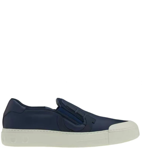 Salvatore Ferragamo Men's Gancini Slip-On Sneaker In Blue Marine