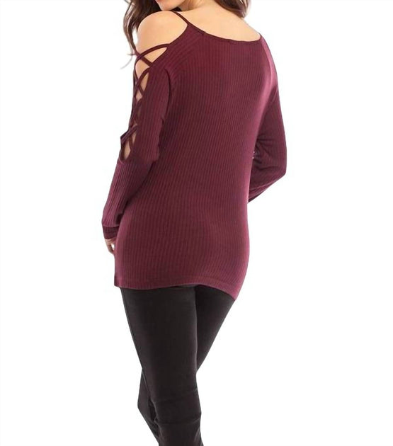 french kyss Eva Tie-Up Sleeves Red Medium Sweater 3