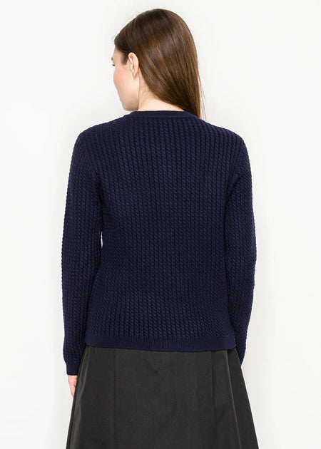 Yal New York Crew Neck Cardigan Blue Medium 3
