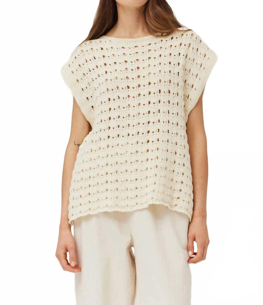 GRADE & GATHER Baumwoll Häkeltop Beige Small 2