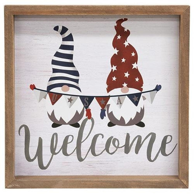Hivvago Gnome USA Welcome Gerahmtes Schild 2