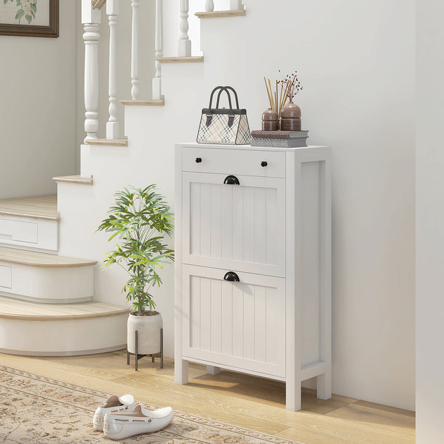 Hivvago 2-Drawer Shoe Storage Cabinet White 3