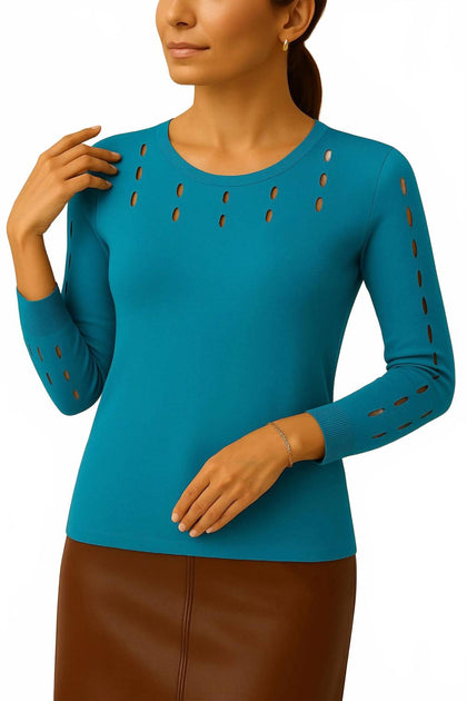J'Envie Eli Caserta Cut-Out Top Blue Large 2