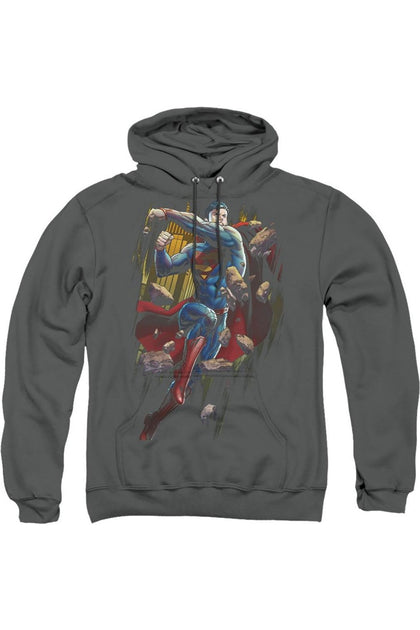 Gildan Superman Flying Determination Hoodie Grey XL 2
