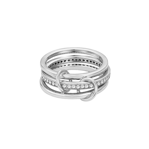 Adornia Connected 3-Piece Ring Stack Silver US 7 2