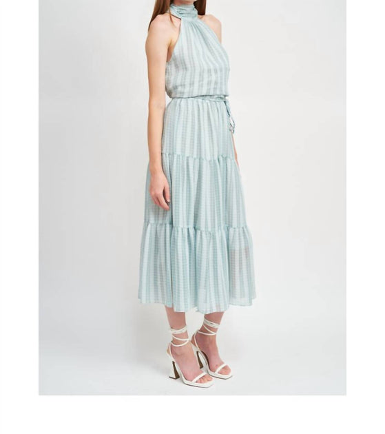 alana printed wrap over midi dress En Saison Alana Midi Dress In Teal