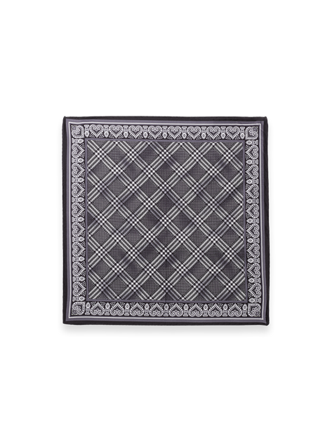 Paul Fredrick Plaid Silk Pocket Square Black 3