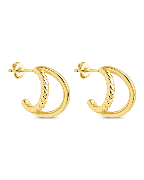 Sterling Forever Arcadia Double Row Huggie Hoop Earrings Silver 2