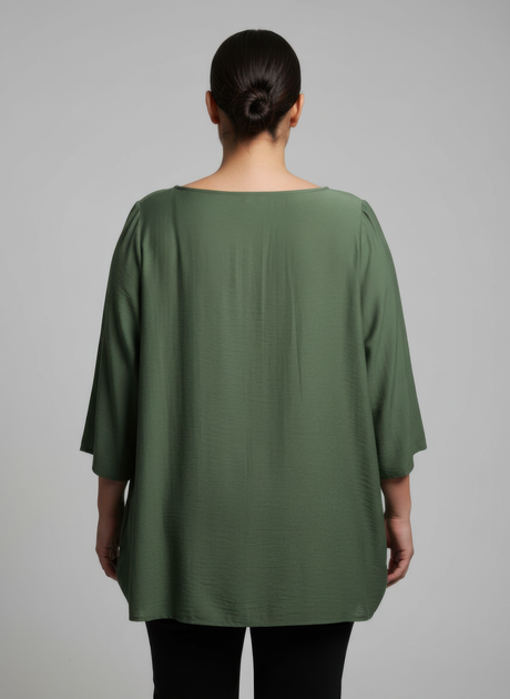 TRUEDAMES Lace Yoke Bell Sleeve Knit Tunic White 2X 4