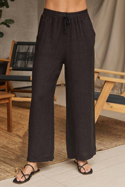 LA Relaxed Italian Linen Drawstring Pants Grey Large 2