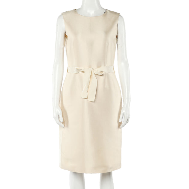 CH Carolina Herrera Sleeveless Belted Dress Cream Medium 2