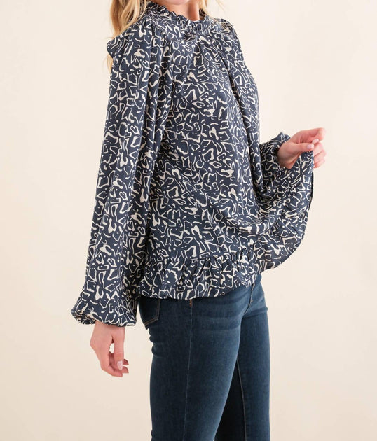 And The Why Running Out Of Time Blouse Blue Medium 4