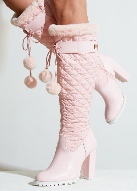 SPARKL COCO Knee High Puffer Boot Pink US 11 2