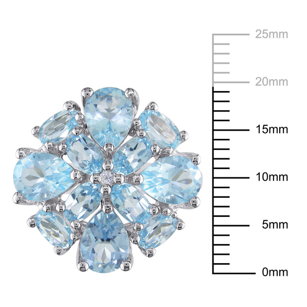 Mimi & Max Topaz Floral Cluster Cocktail Ring Sterling Silver Blue US 9 3