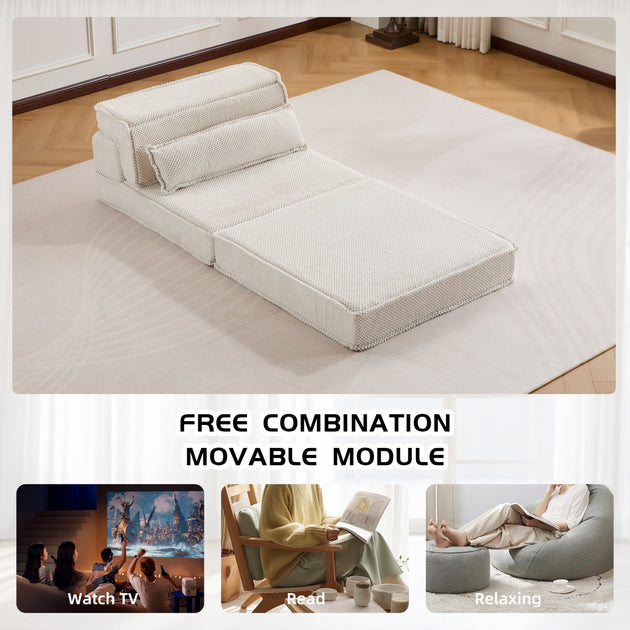 Streamdale Compression Modular Floor Sofa Bed White 10