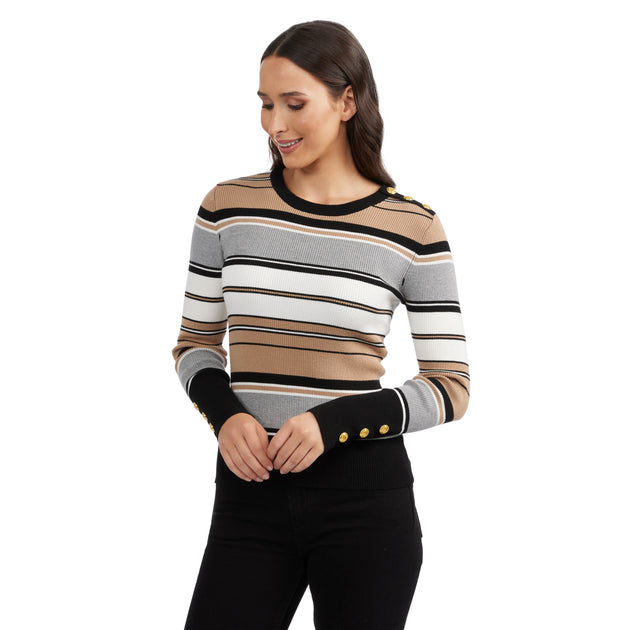 Ellen Tracy Crew Neck Rib Sweater Red Medium 4