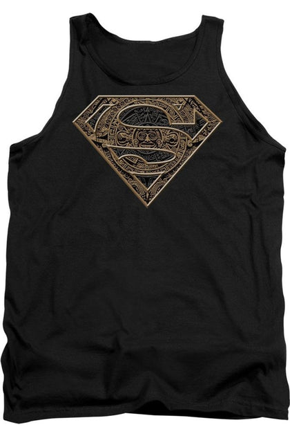 Gildan Superman Aztec Shield Tank Top Black Medium 2