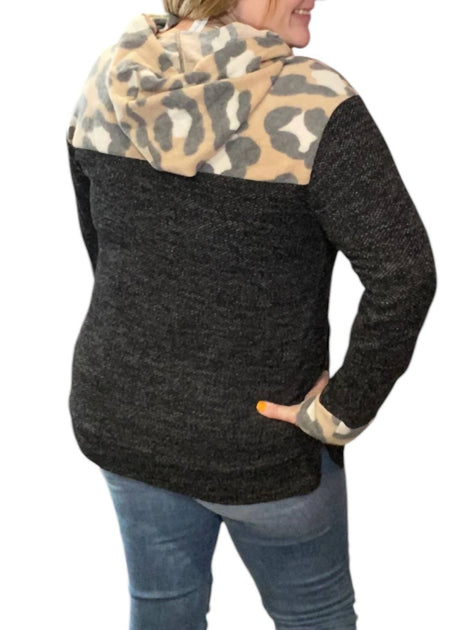 honeyme Leopard Hoodie Grey Large 3