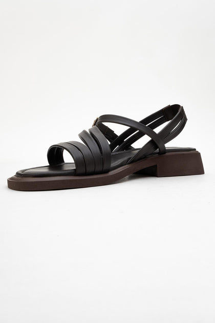 Forever & Always Shoes Cesar Leather Sandals Black US 5.5 4
