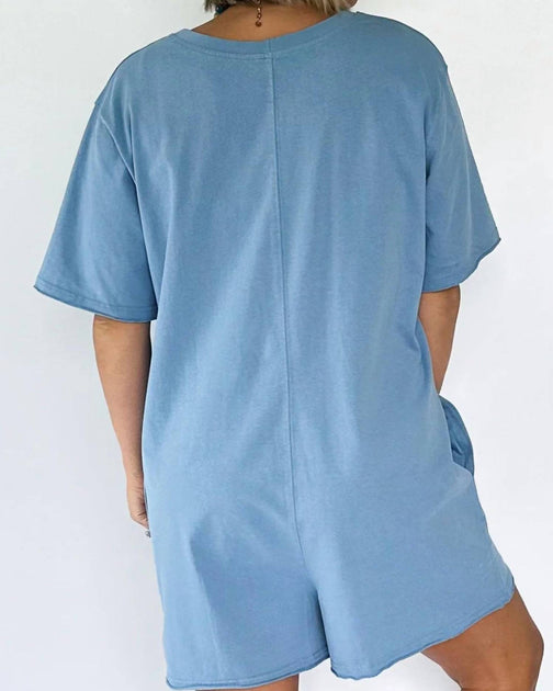 WISHLIST Lounging Around Romper Blue Large 3