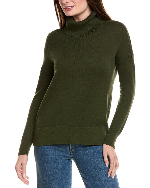 Hannah Rose Boxy Turtleneck Sweater Green XS 2
