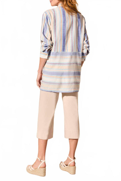 TRIBAL Long-Sleeve Button-Front Collared Blouse Beige XXLarge 4