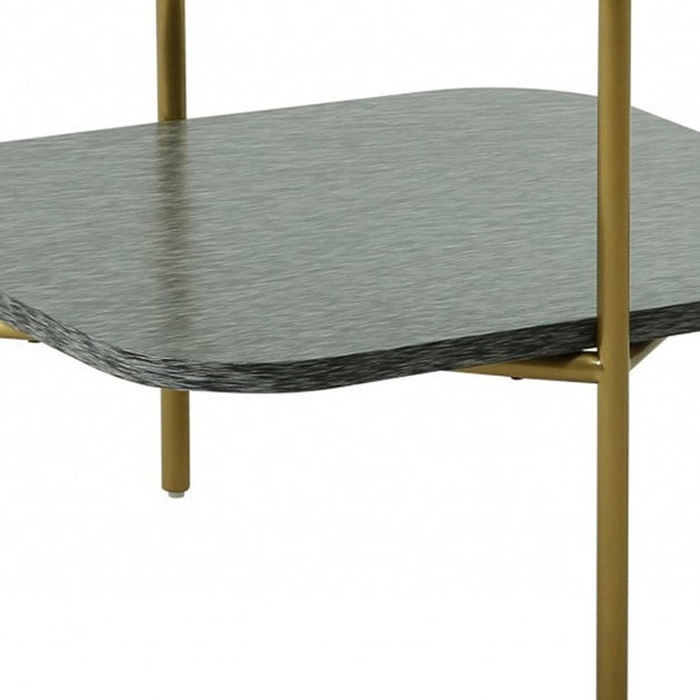 Hivvago 20" Gold Clear Glass Metal Square End Table 4