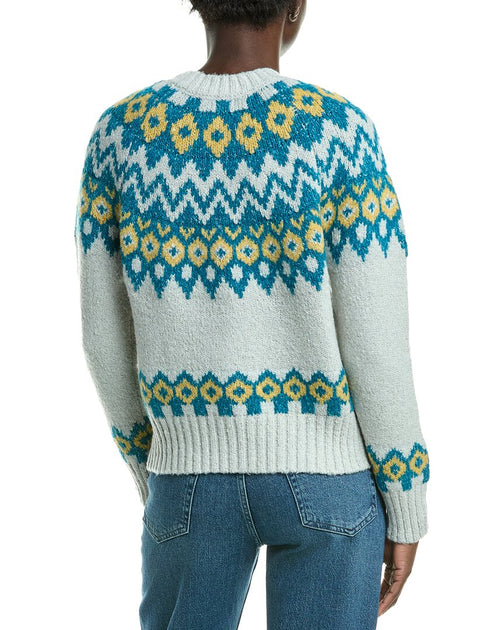 Cardigan Fair Isle Design History Bleu Medium 3