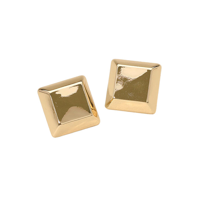 FASHNZFAB Geometric Square Stud Earrings Black 3