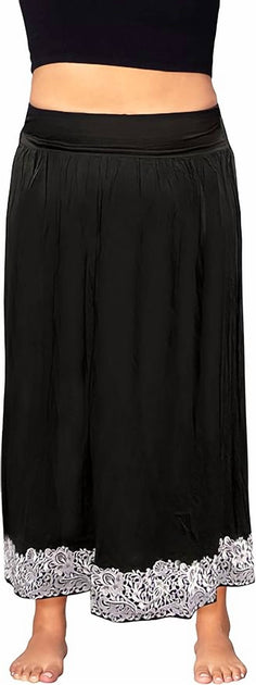 On The Plus Side Embroidered Maxi Skirt Black Plus Size 2