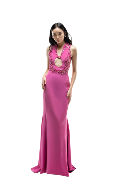 Saiid Kobeisy Embroidered Crepe Dress Pink EU 34 3