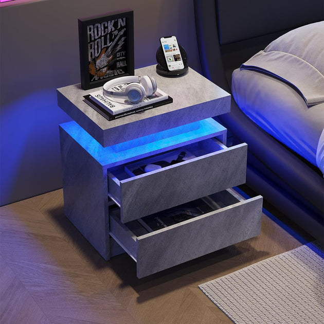 Streamdale LED Nightstand Deep Gray 3