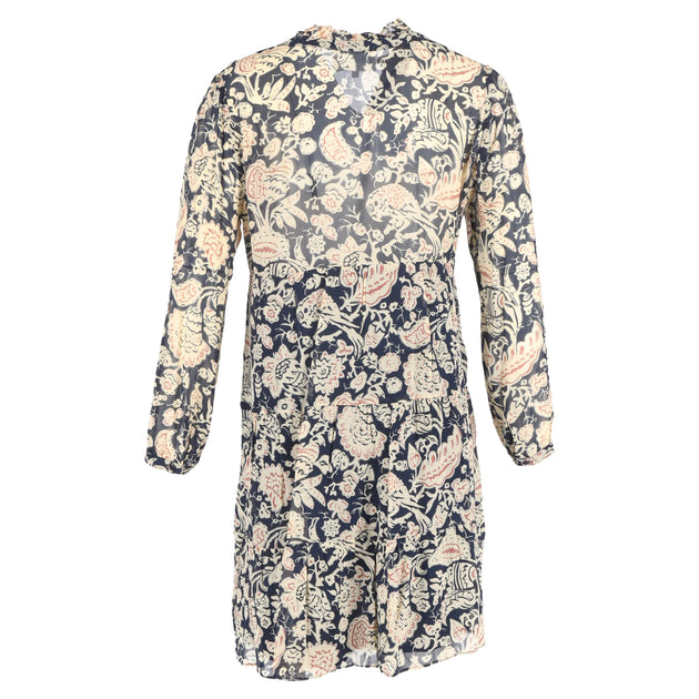 Ba & Sh Azure Floral Printed Mini Dress Multicolor UK 12 4
