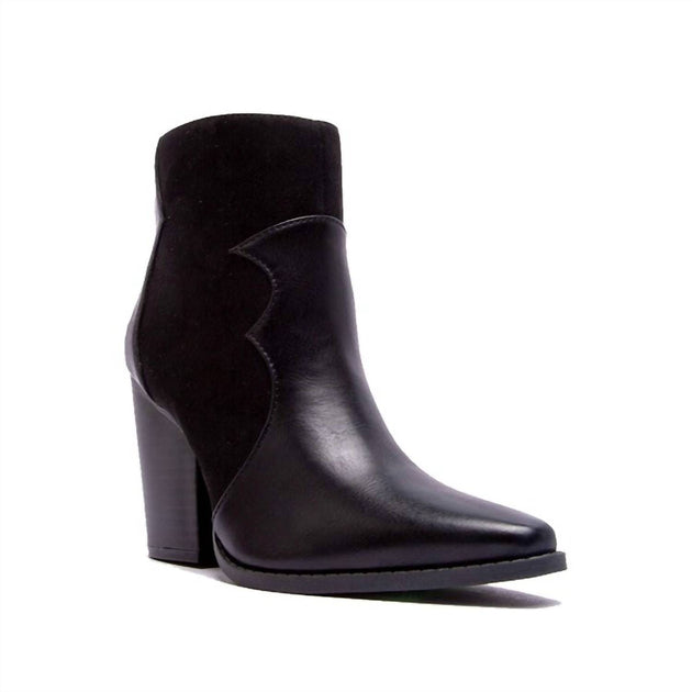 Qupid Western Chic Block Heel Booties Black US 6 4