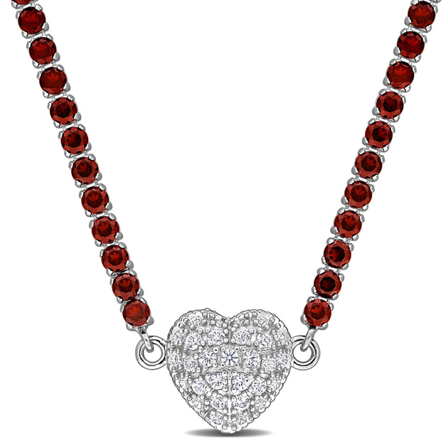 Mimi & Max Heart Necklace Red Sterling Silver 17in 2