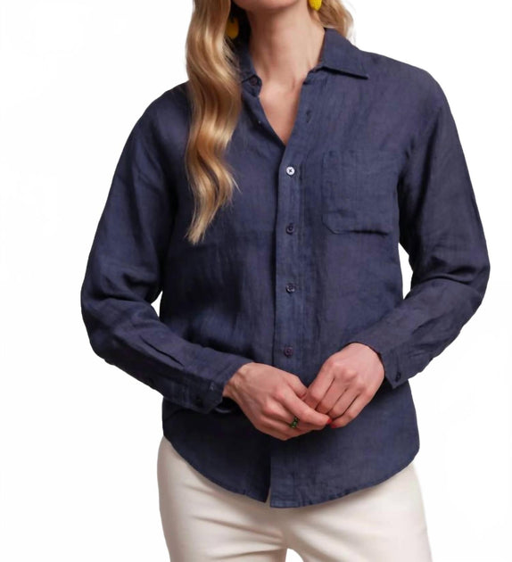 Frances Valentine Perfect Button Down Shirt Blau Large 2