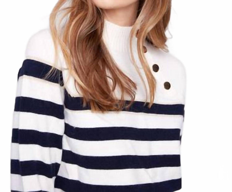 Charlie B Striped Mock Neck Sweater Blue XLarge 3