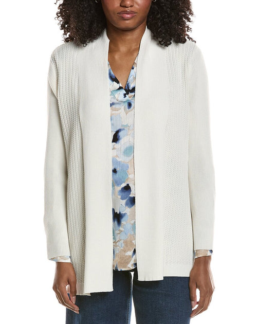 Anne Klein Ribbed Front Cardigan Beige Small 2