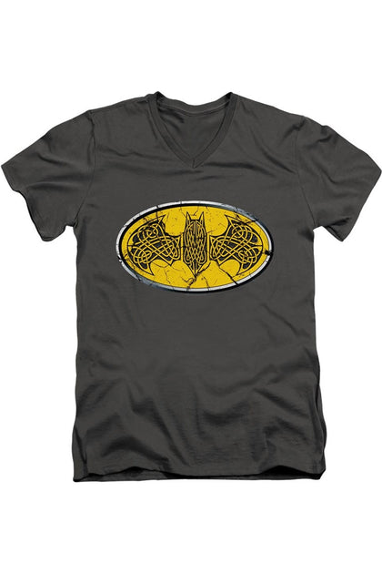 Gildan Batman Celtic Shield V-Ausschnitt T-Shirt Schwarz Large 2