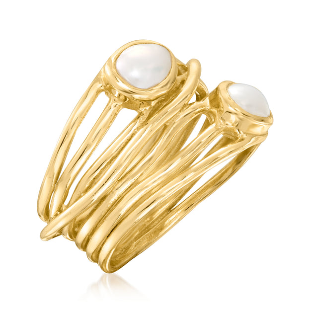 Ross-Simons Semi-Baroque Pearl Multi-Row Ring Silver US 9 4