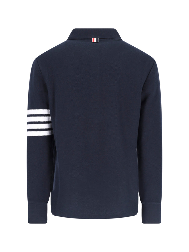 THOM BROWNE Long-Sleeve Polo Collar Sweater | ShopSimon