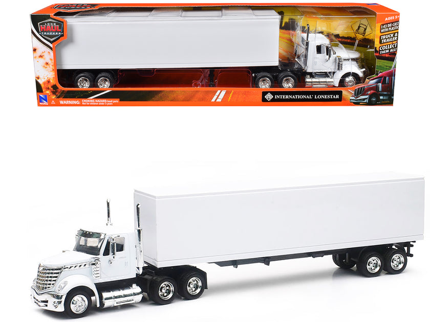 International LoneStar LKW mit Trockenwaren-Anhänger Weiß 1/43 2